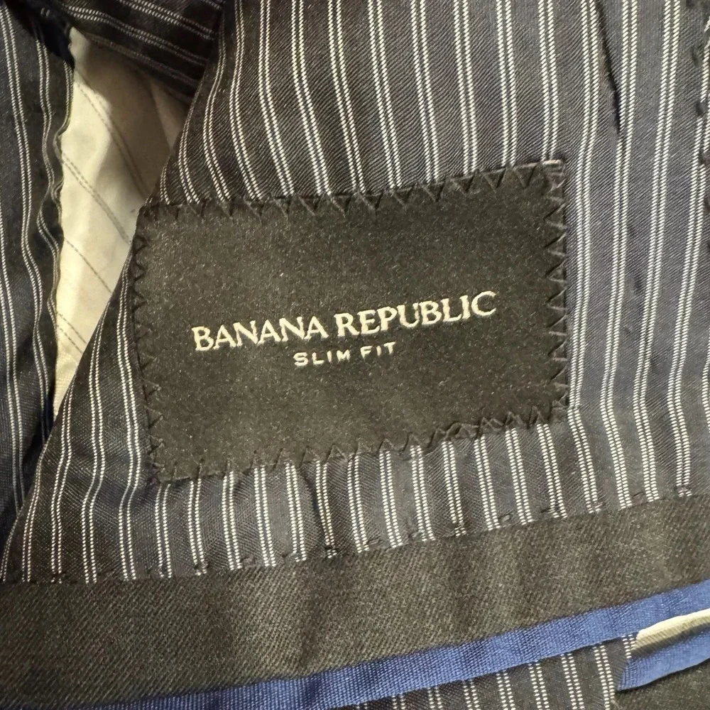 Banana Republic Marzotto Men 44L Slim Charcoal‎ Super 120s Wool Jacket Italian